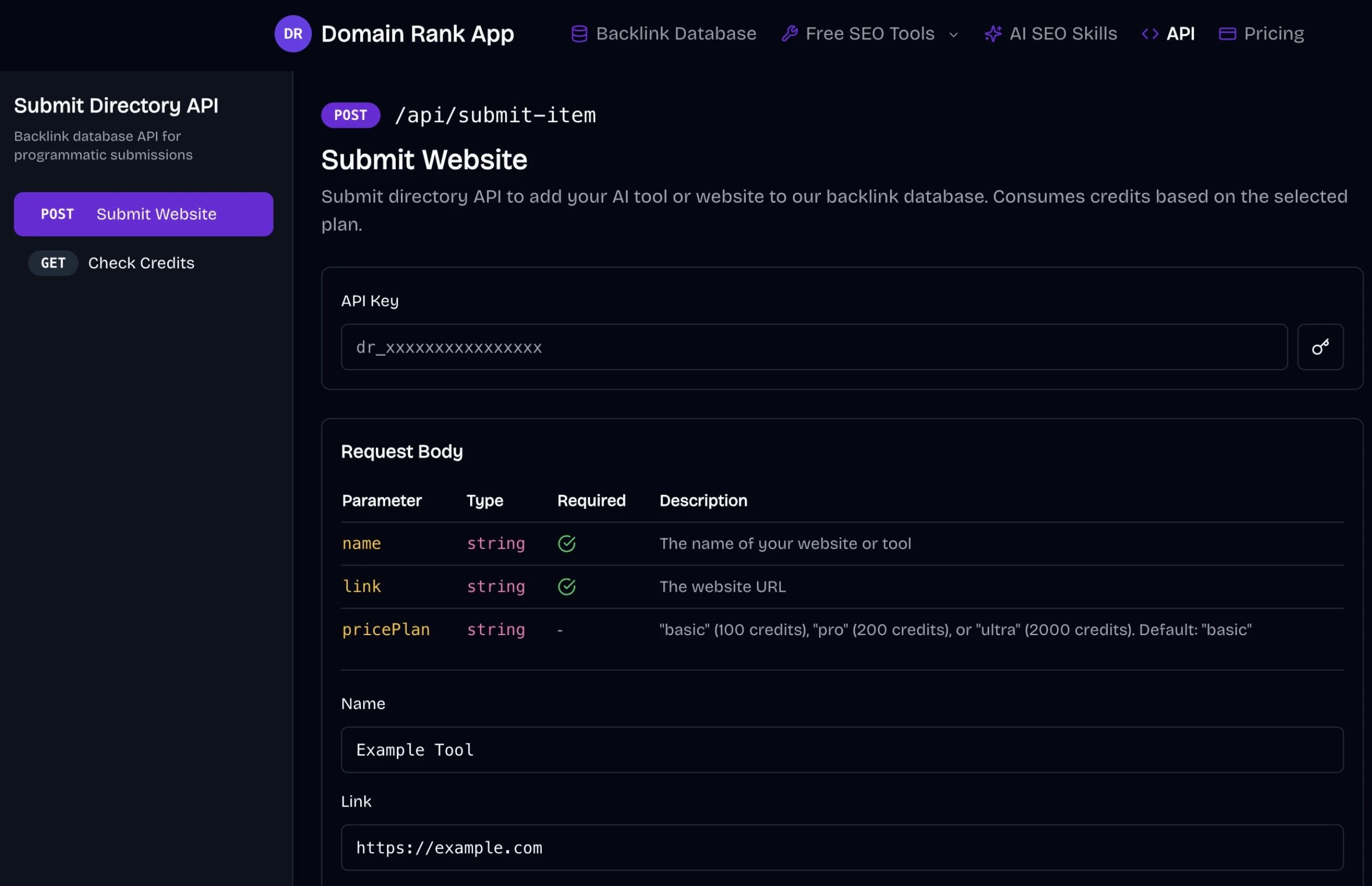 Apilink Submit